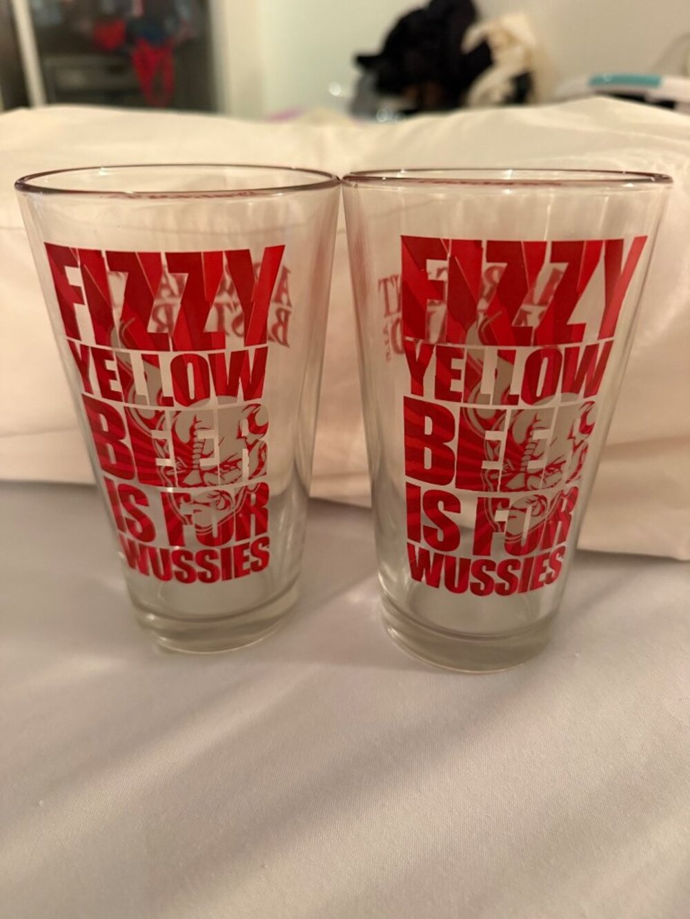 Stone Brewing "FIZZY YELLOW BEER IS FOR WUSSIES" 16 oz Shaker-style Pint Glasses